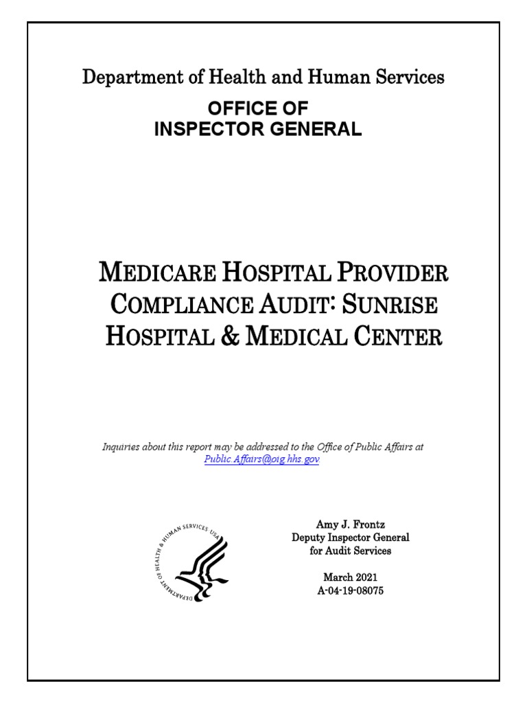 Office of Inspector General Report: Sunrise Hospital | PDF | Medicare (United States) | Hospital