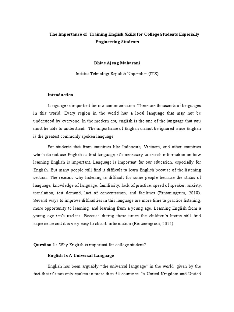 The Importance of Training English Skills For College Students ...