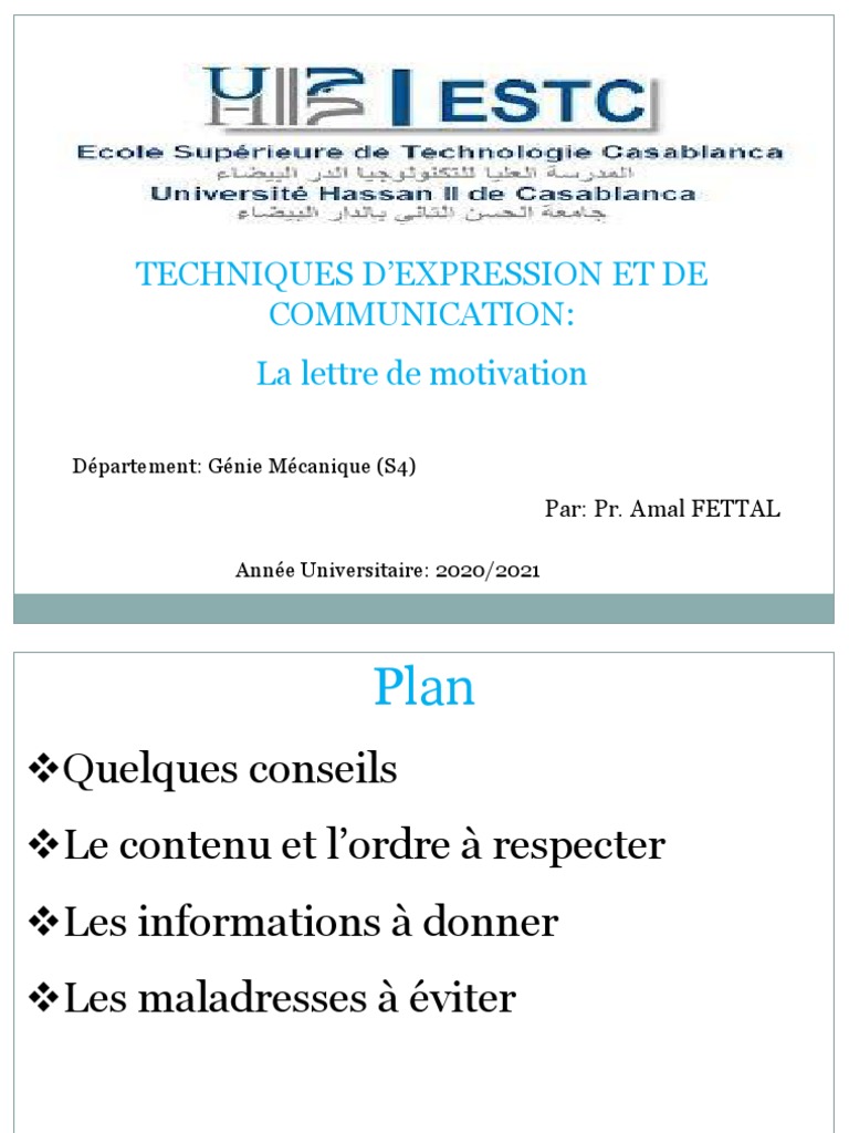 Rédiger une lettre de motivation efficace | PDF | Motivation | Motivant
