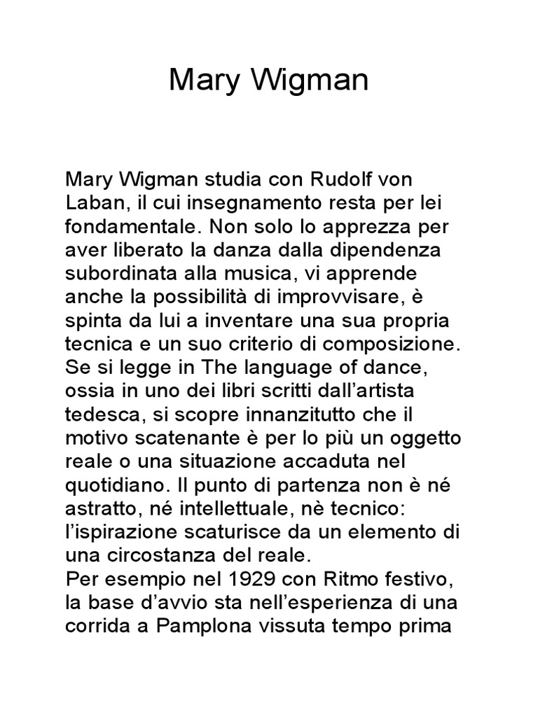 Mary Wigman | PDF