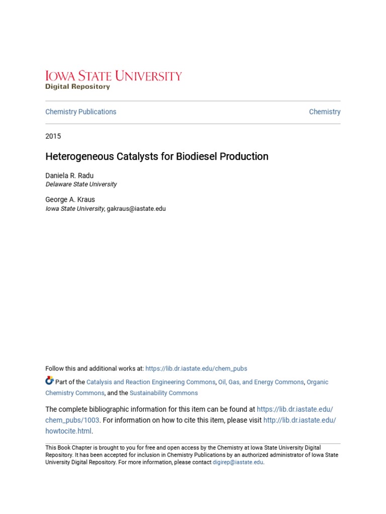 Heterogeneous Catalysts For Biodiesel Production | PDF | Catalysis ...