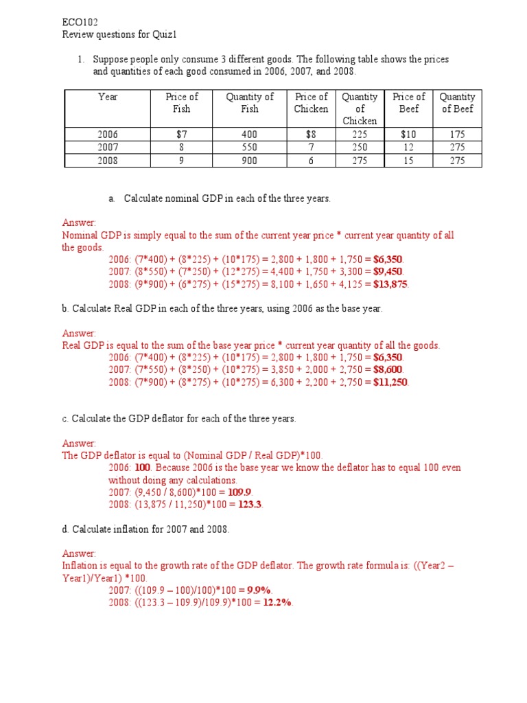 Eco 102 Review Questions 1 | PDF | Gross Domestic Product | Economies