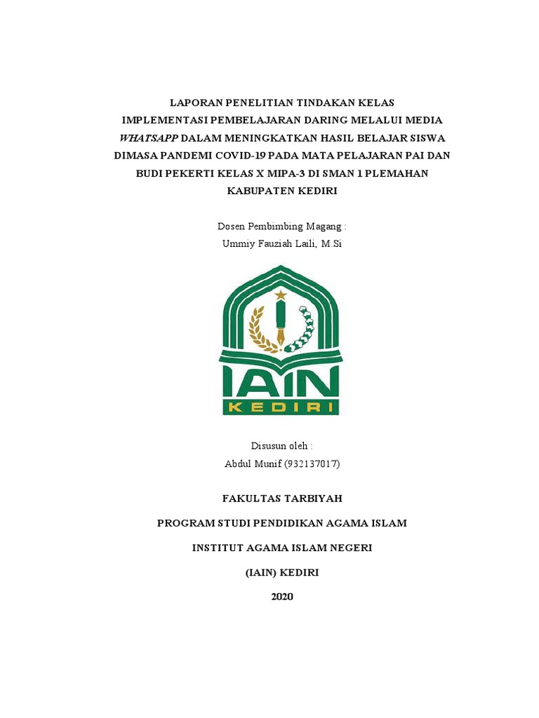 Laporan Penelitian Tindakan Kelas Pdf