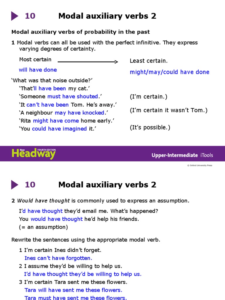 Unit 10 Modal Auxiliray Verbs in The Past | PDF