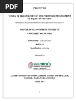 Study of Risk Perception and Potfolio Management of Equity Investors