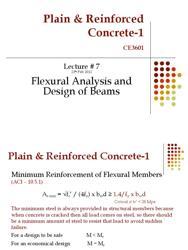 Flexural Design of Concrete Beams | PDF | Strength Of Materials | Beam ...