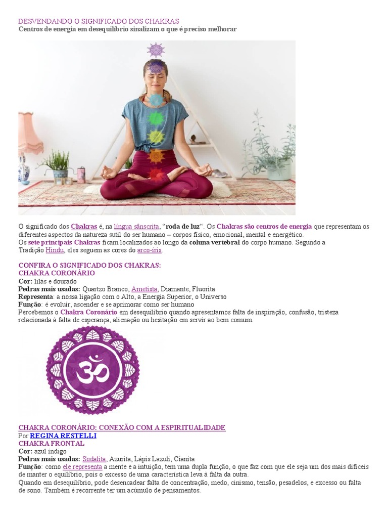 Significado e Equilíbrio dos Chakras | PDF | Chacra | Cor