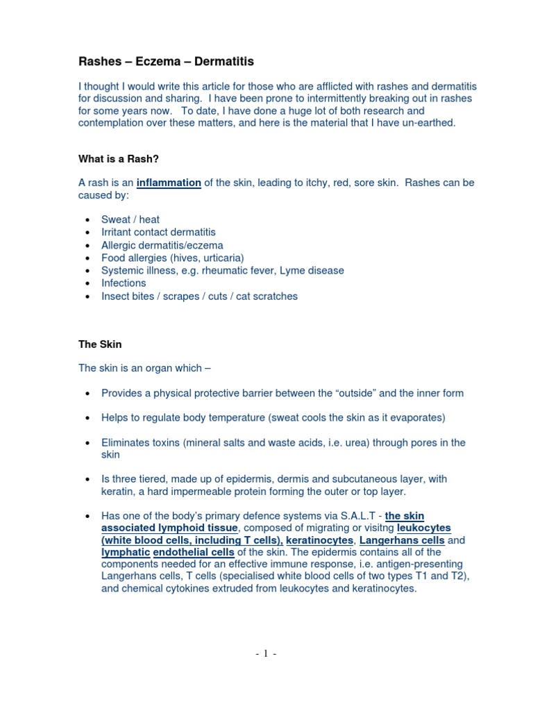 Skin Rashes and Eczema | PDF | Dermatitis | Allergy