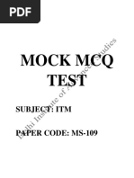 Mock MCQ Test: Subject: Itm