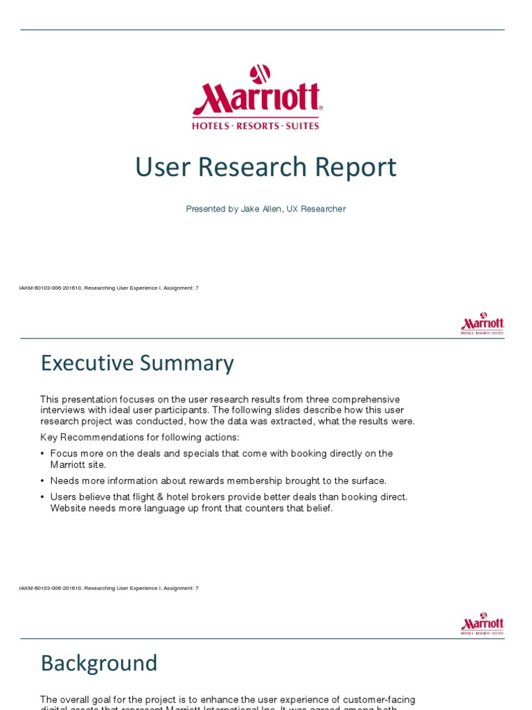 User Research Report: Presented by Jake Allen, UX Researcher | PDF ...