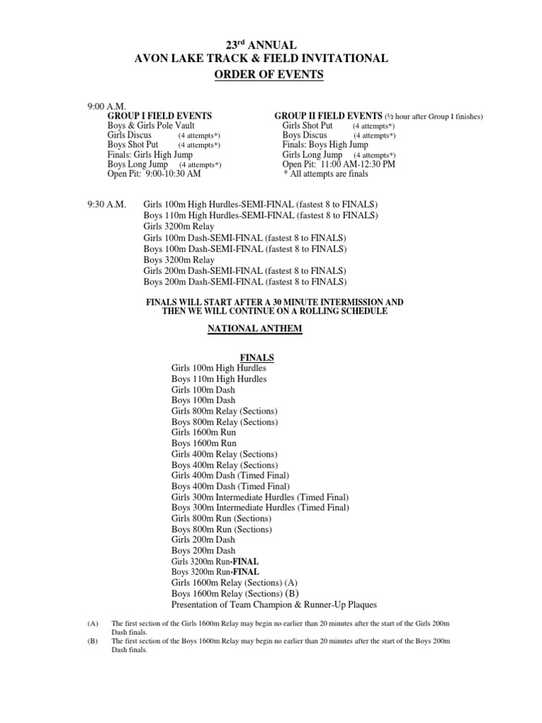 Avon Lake Schedule PDF Sport Variants Games Of Physical Skill