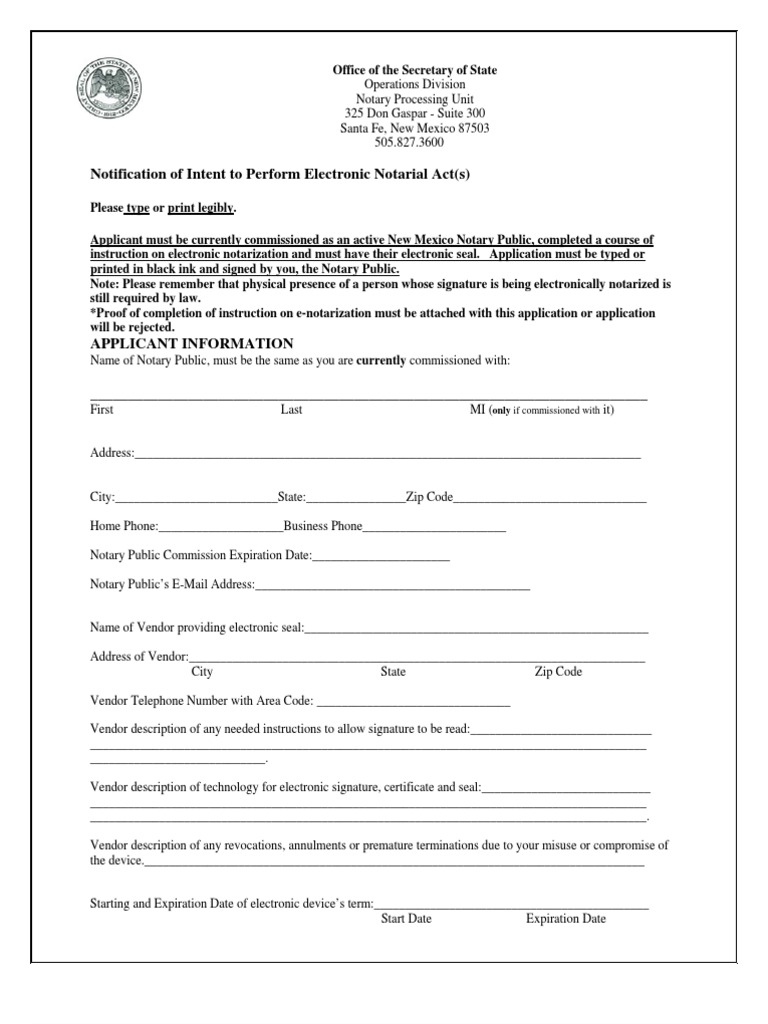Electronic Notary Application Form | PDF | Notary Public | Civil Law ...