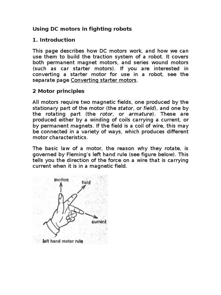 Using DC Motors in Fighting Robots | PDF | Electric Motor | Power (Physics)