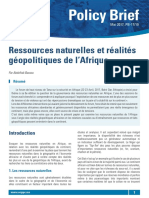 Ressources Naturelles Et Réalitités Géopolitiques en Afrique