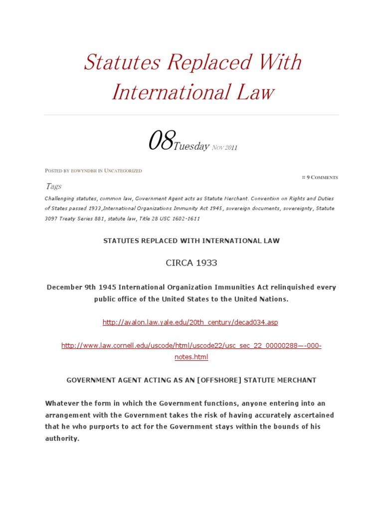 Statutes Superseded by International Law | PDF | Sovereign Immunity ...