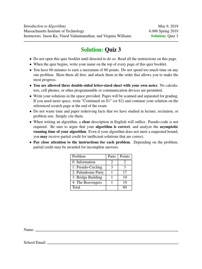 Solution:: Quiz 3 | PDF | Dynamic Programming | String (Computer Science)