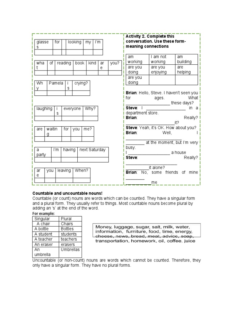 Glasses PDF Plural Noun