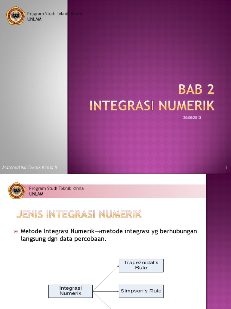Metode Integrasi Numerik dalam Matematika Teknik Kimia | PDF