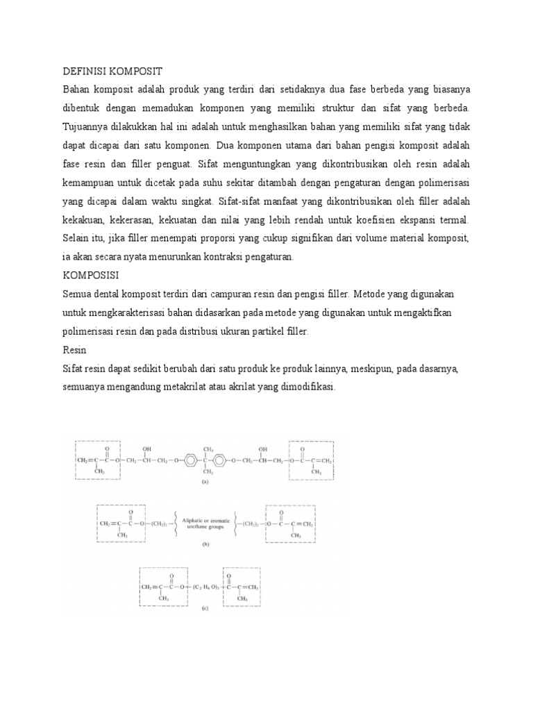 Definisi Komposisi Klasifikasi Dental Composite PDF