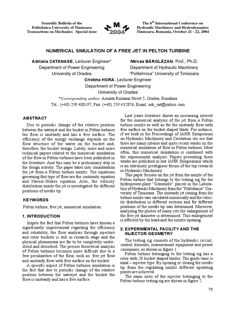 Numerical Simulation of Pelton Turbine Jet | PDF | Turbine | Jet Engine