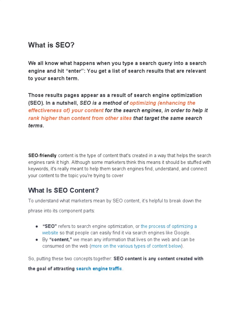 Understanding SEO Content Basics | PDF | Search Engine Optimization ...