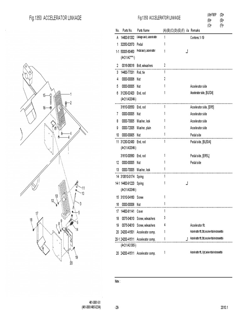 Fig.1350 Accelerator Linkage PDF Nut (Hardware) Screw