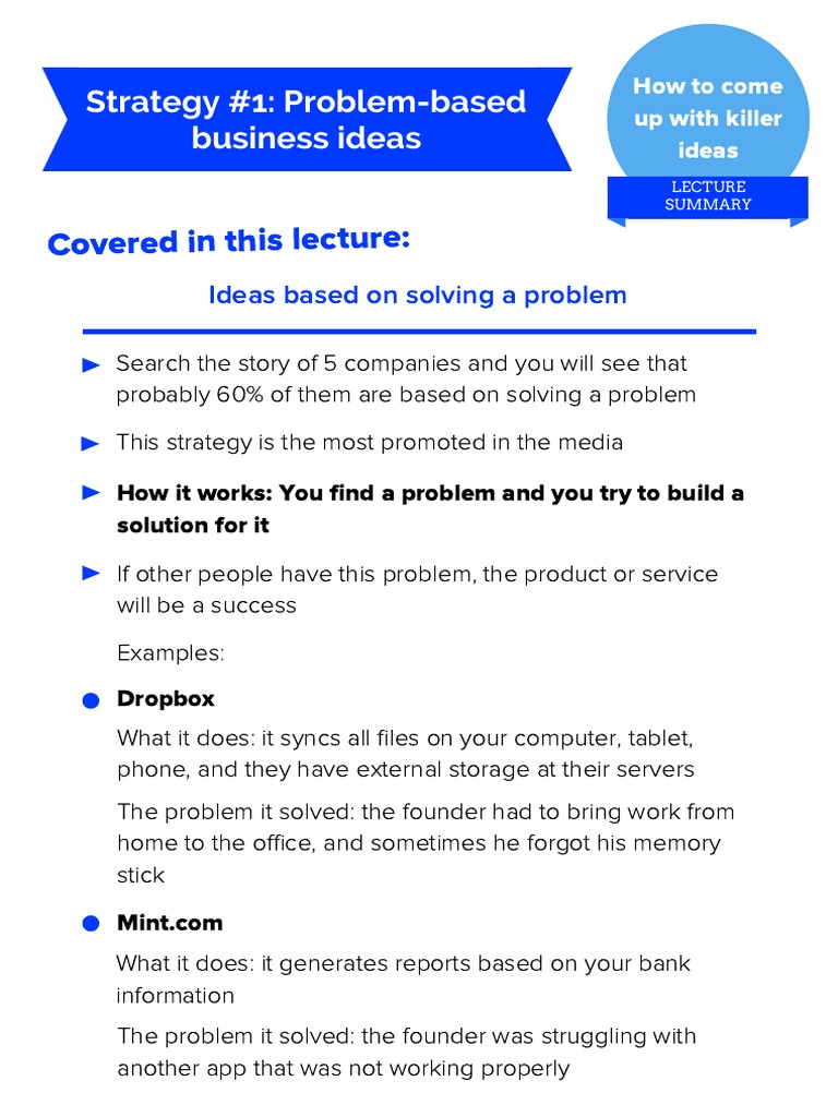 How To Come Up With Killer business+ideas+-+Section+2+Review+&+Recap ...