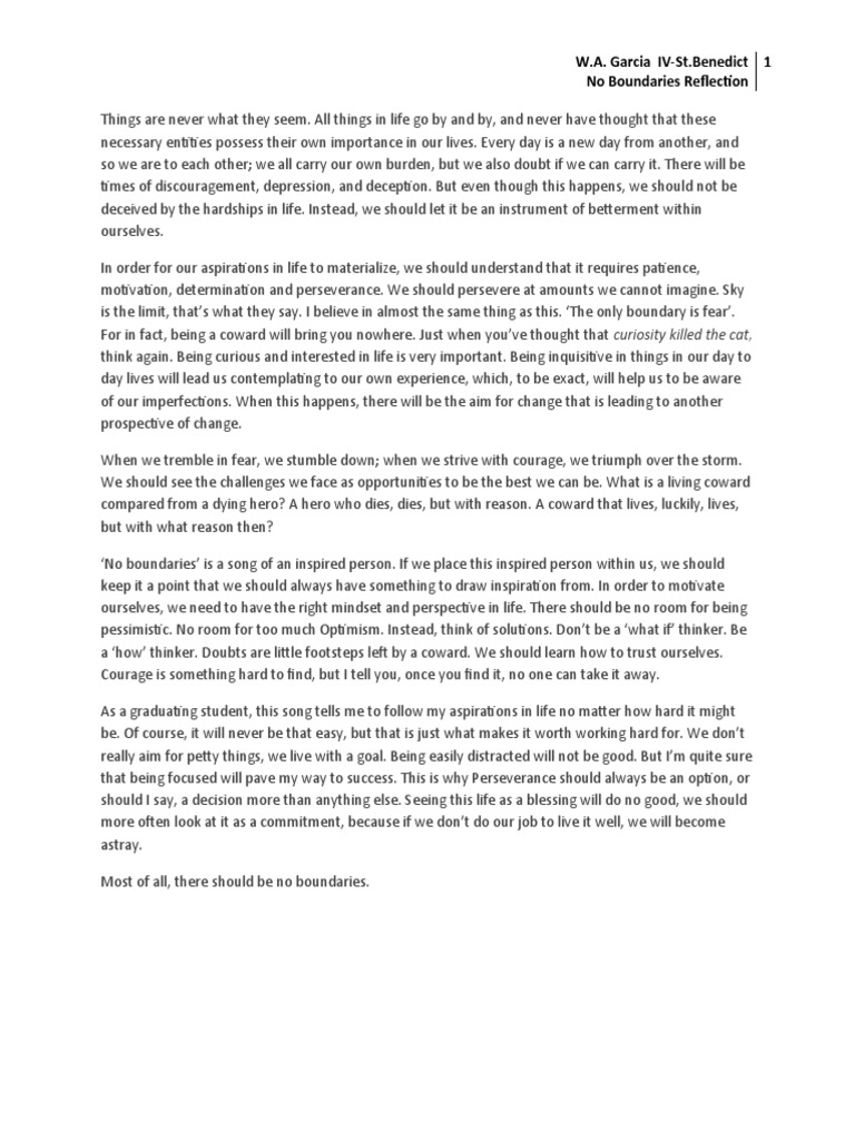 No Boundaries Reflection | PDF | Curiosity | Courage
