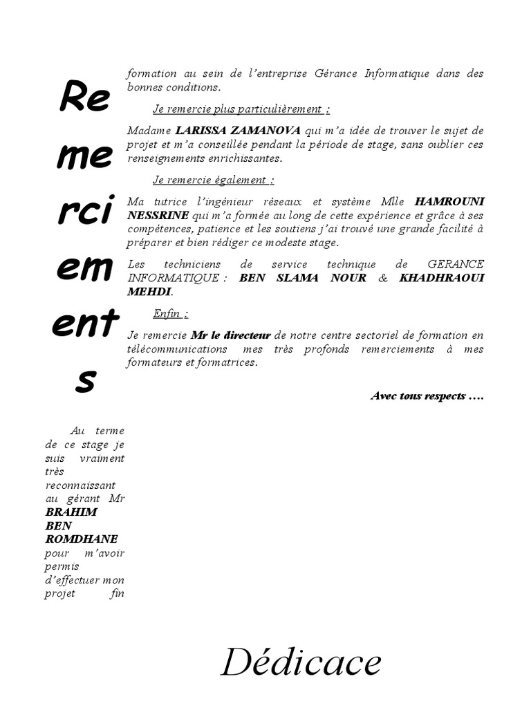 Remerciements et Présentation de Gérance Informatique | PDF | Sociétés ...
