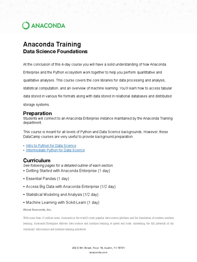 Anaconda Training: Data Science Foundations | PDF | Data Science ...