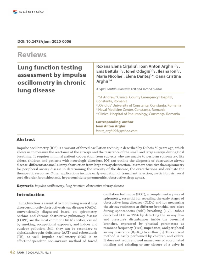 IOS in Chronic Lung Disease Assessment | PDF | Chronic Obstructive ...