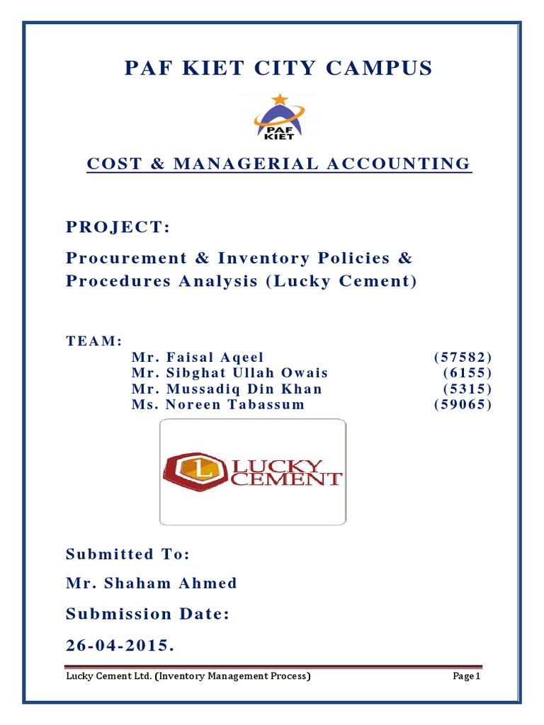 Inventory Management at Lucky Cement | PDF | Cement | Inventory