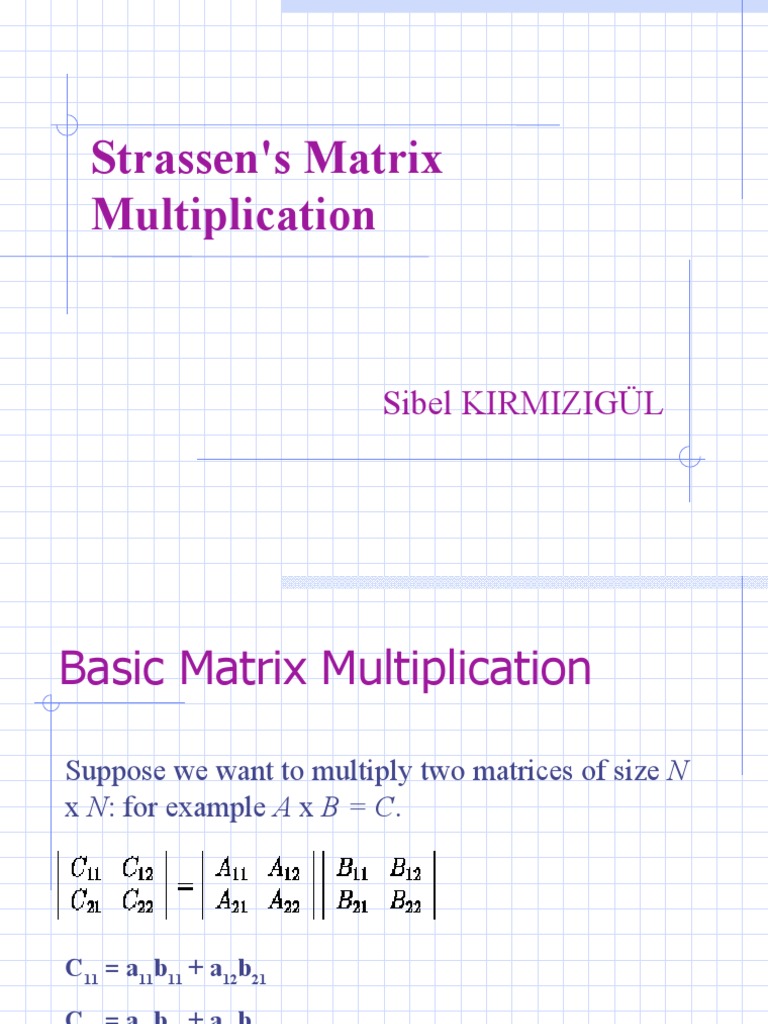 Strassen's Matrix Multiplication PDF Algebra Mathematical Analysis