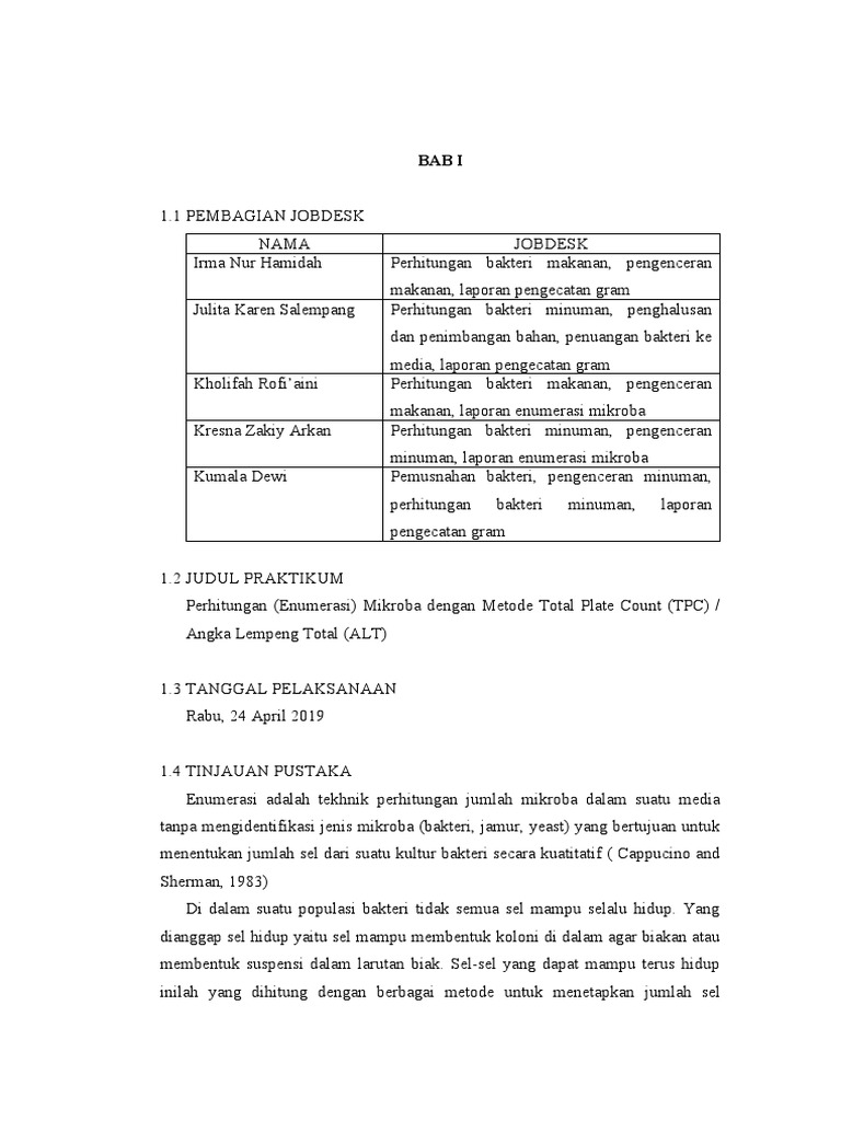 Praktikum Enumerasi Mikroba TPC | PDF