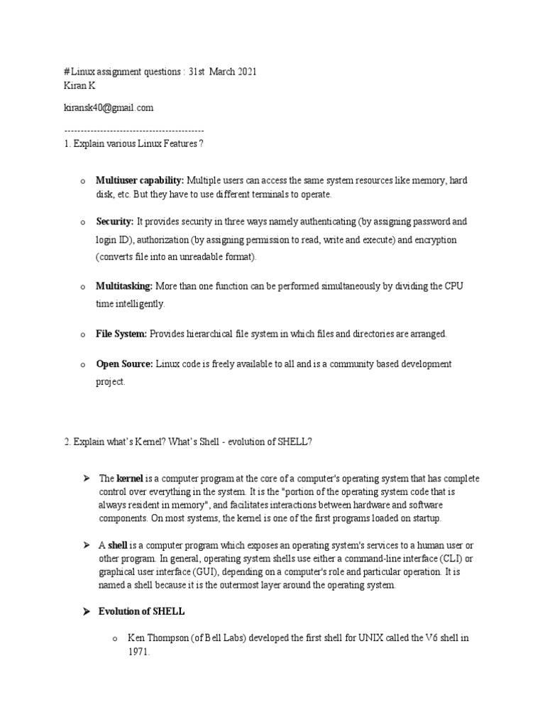 Linux Assignment Questions | PDF | Shell (Computing) | Linux