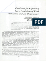 Boundary Conditions For Expectancy Theory Predictions of Work Motivation and Job Performance'