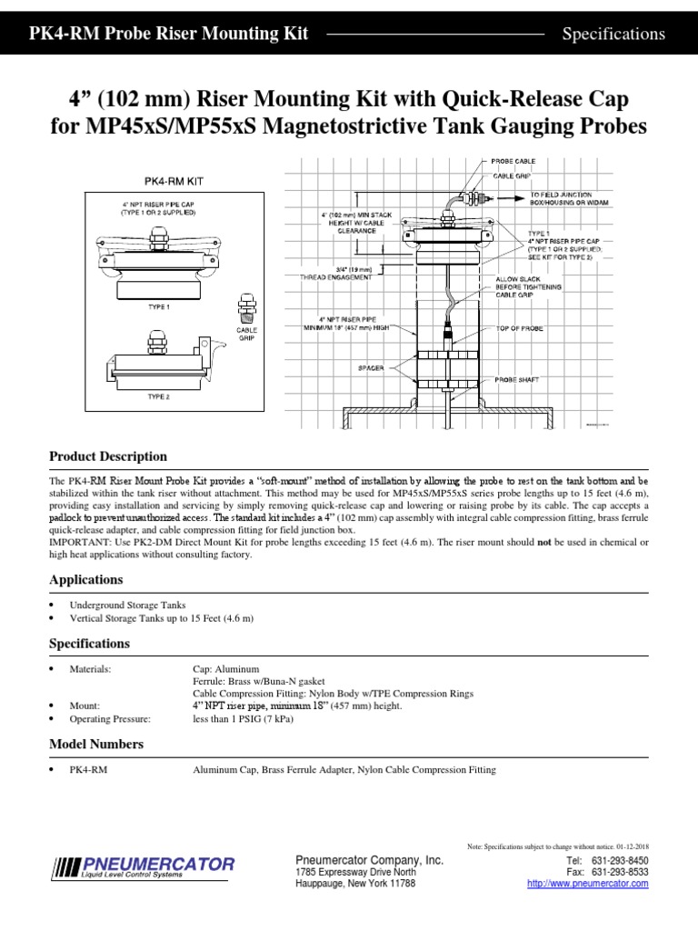 PK4-RM Probe Riser Mounting Kit Overview | PDF | Pipe (Fluid Conveyance ...