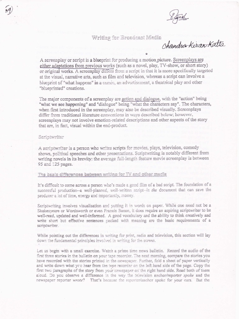 Writing for Broadcast Media(With Sample Script)