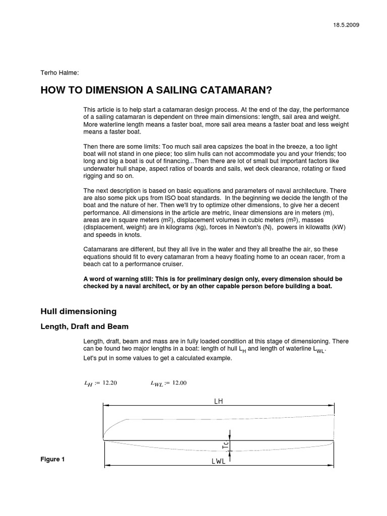 How To Dimension A Sailing Catamaran 1 | PDF | Hull (Watercraft) | Beam ...