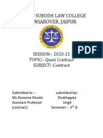S.S. Jain Subodh Law College student project on quasi contracts