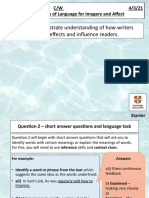 LO: To Demonstrate Understanding of How Writers: Achieve Effects and Influence Readers