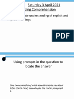 C/W Saturday 3 April 2021 Reading Comprehension: - To Demonstrate Understanding of Explicit and Implicit Meanings