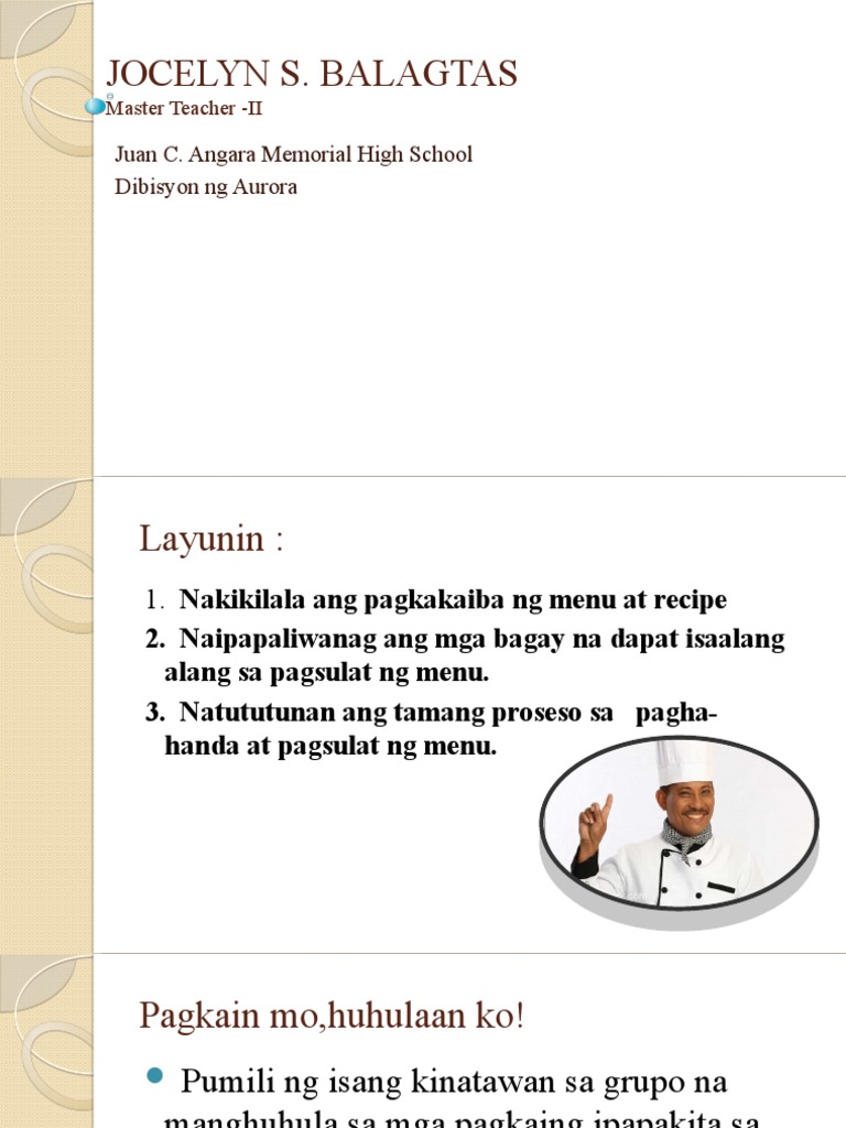 Jocelyn S. Balagtas Pagsulat NG Menu | PDF