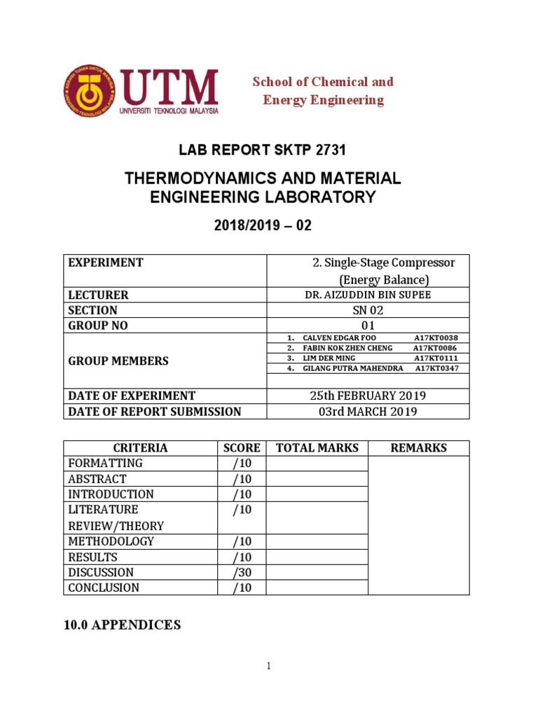 Single-Stage Compressor Lab Report | PDF