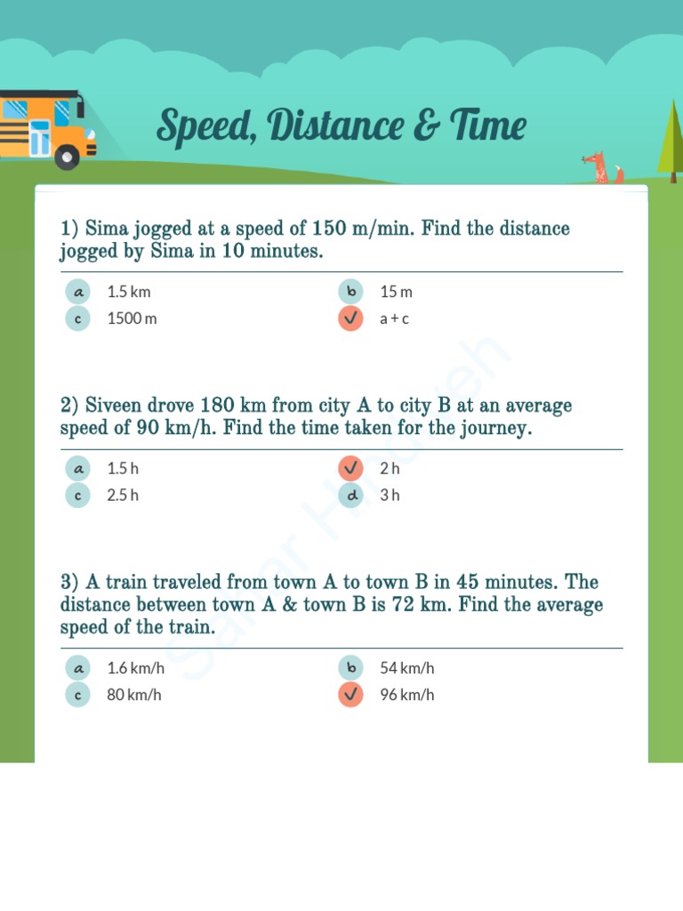 Speed, Distance, and Time Problems | PDF | Speed | Classical Mechanics