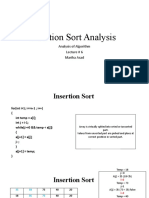 Insertion Sort Analysis: Analysis of Algorithm Lecture # 6 Mariha Asad