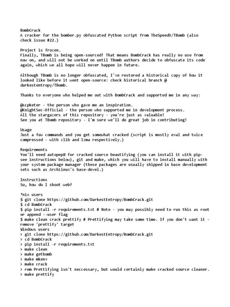 BombCrack: Cracking TBomb Script | PDF | Software Repository | Software