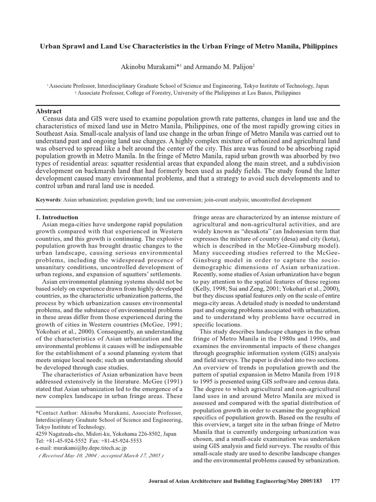 Examining Land Use Changes and Population Growth Patterns in Metro 