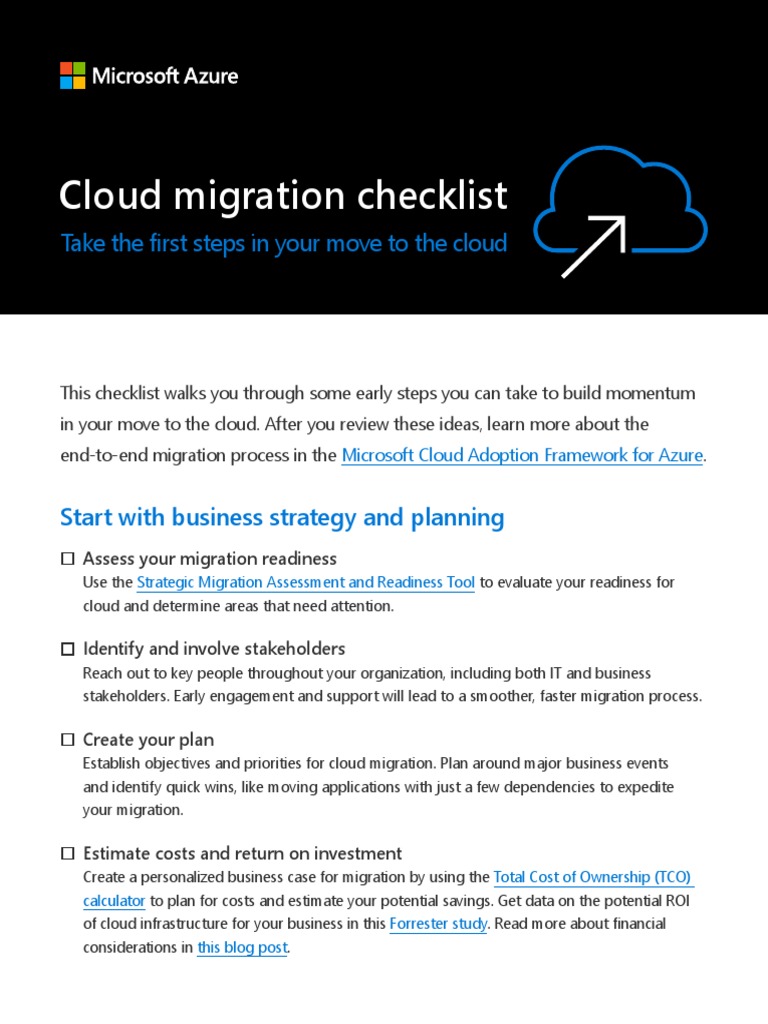 Cloud Migration Checklist: Take The First Steps in Your Move To The ...