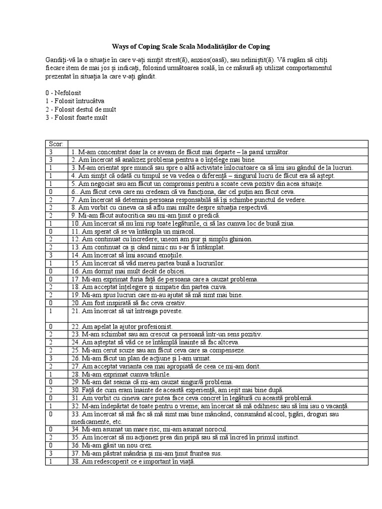 Chestionar Stil de Coping | PDF